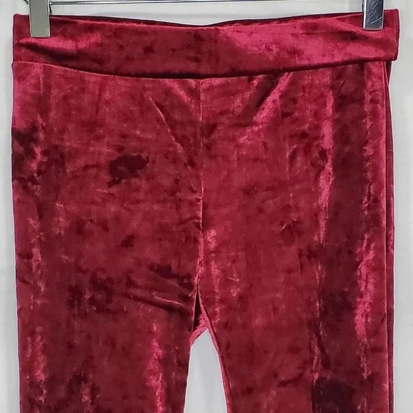 Yelete Velvet Burgundy Flare Leggings - Picture 5 of 6